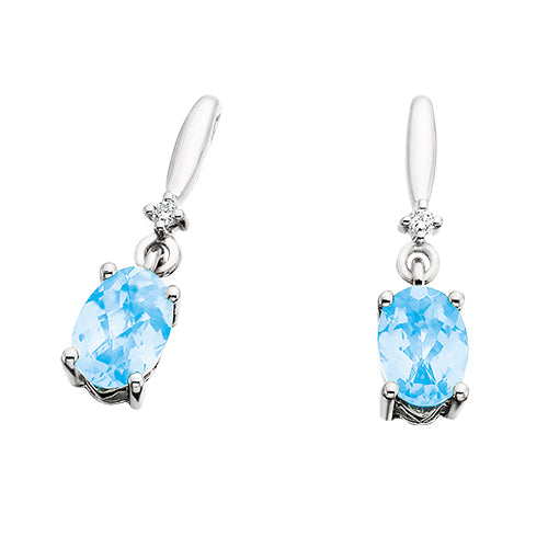 10K White Gold Aquamarine and Diamond Earrings