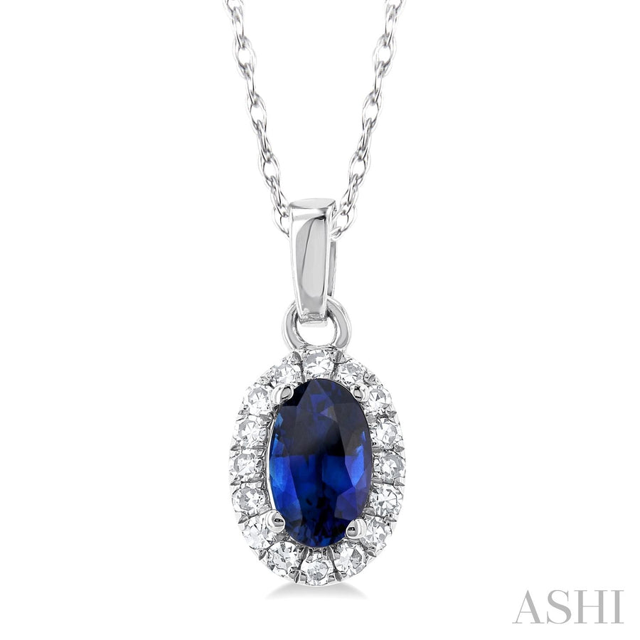 10K White Gold Sapphire and Diamond Necklace