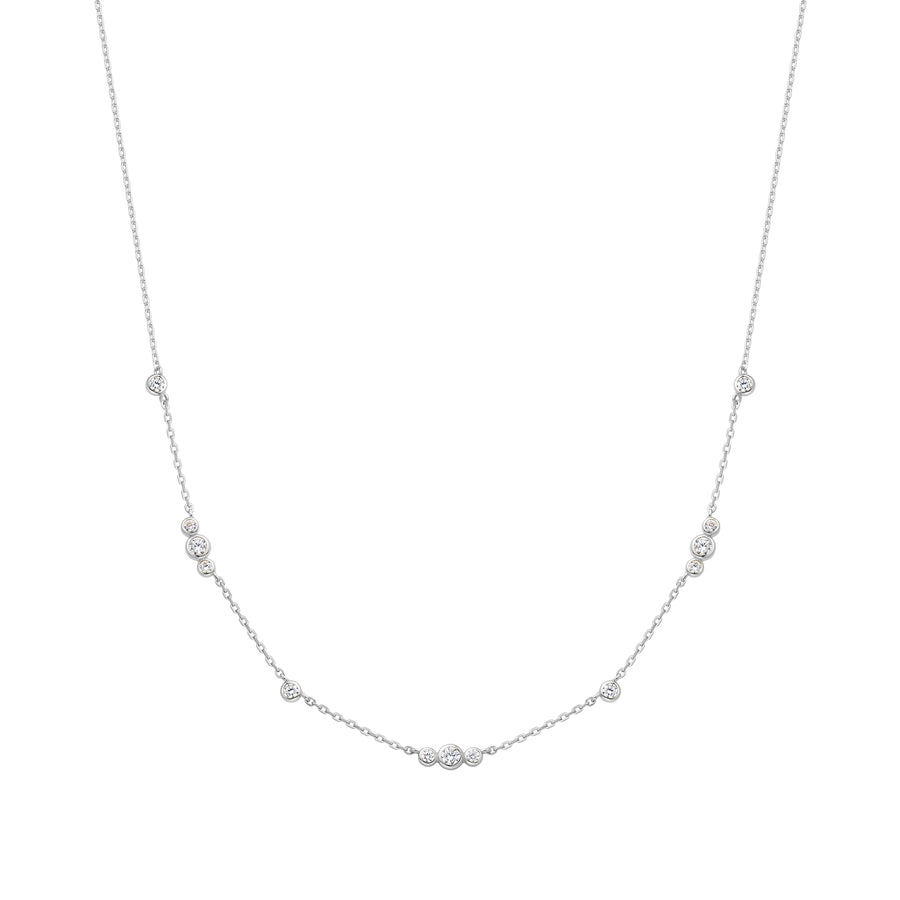 Silver Sparkling Bezel Cubic Zirconia Station Neck