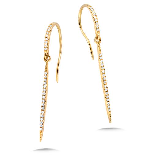 14K Yellow Gold 0.14ct Diamond Dangle Earrings