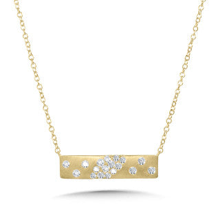 14K Yellow Gold Diamond Bar Necklace
