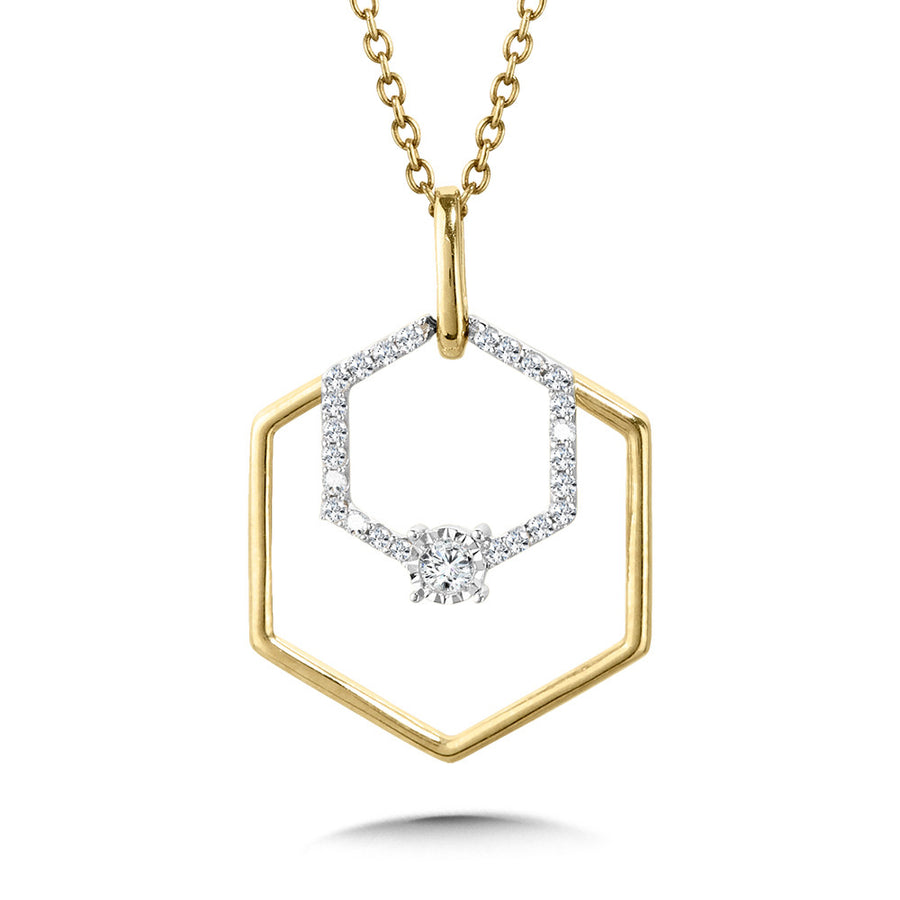 10K Two Tone Gold 0.08ct. Diamond Necklace