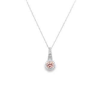 14k White Gold Pink and White Lab Grown Diamond Necklace