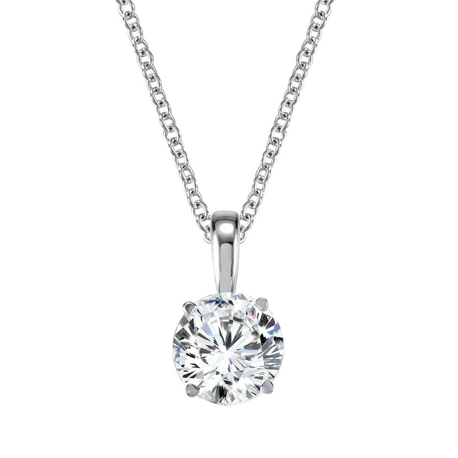 14K White Gold 1.00ct Diamond Pendant on 18