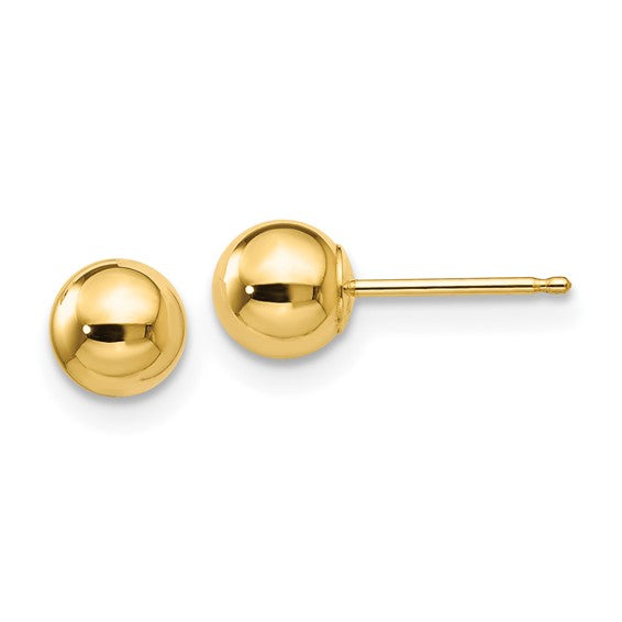 14K Yellow Gold Ball Earrings
