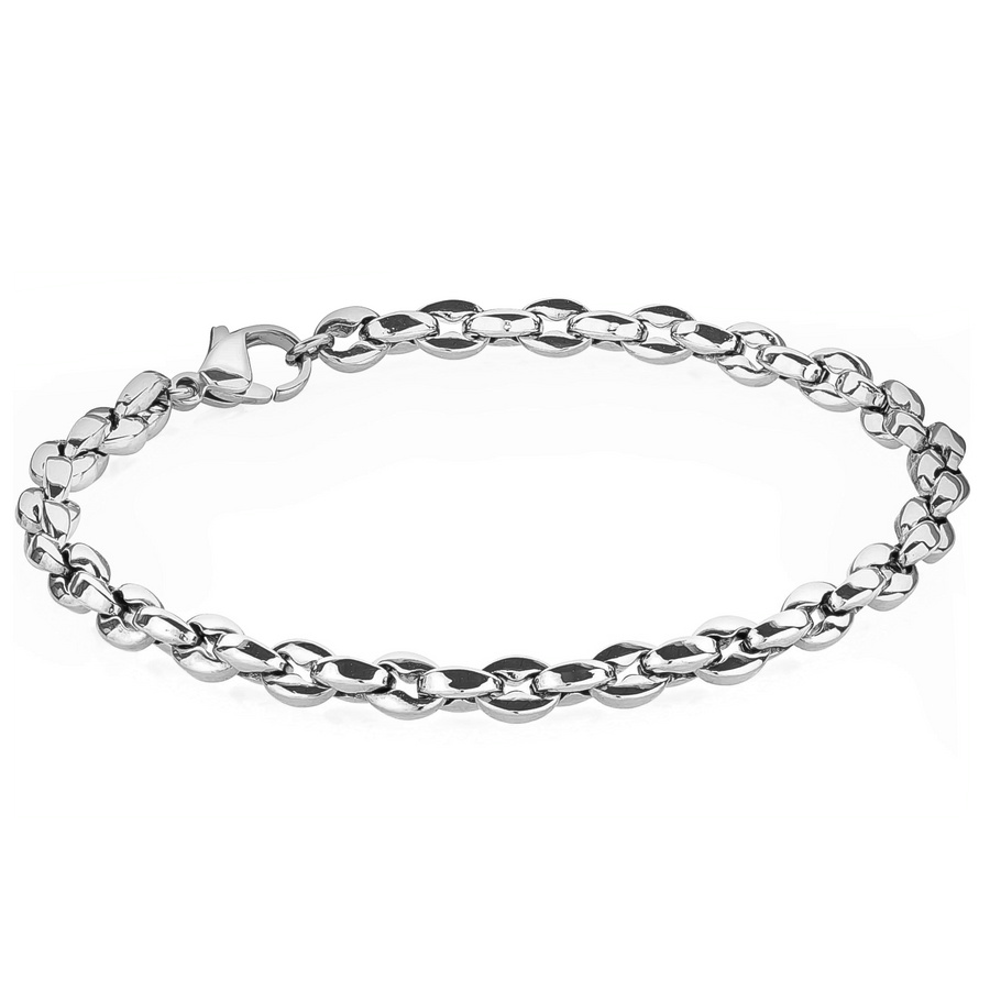 Stainless Steel 4.5mm Oval Link Bracelet, 7.5-8