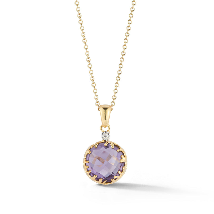 14K Yellow Gold Amethyst and Diamond Necklace