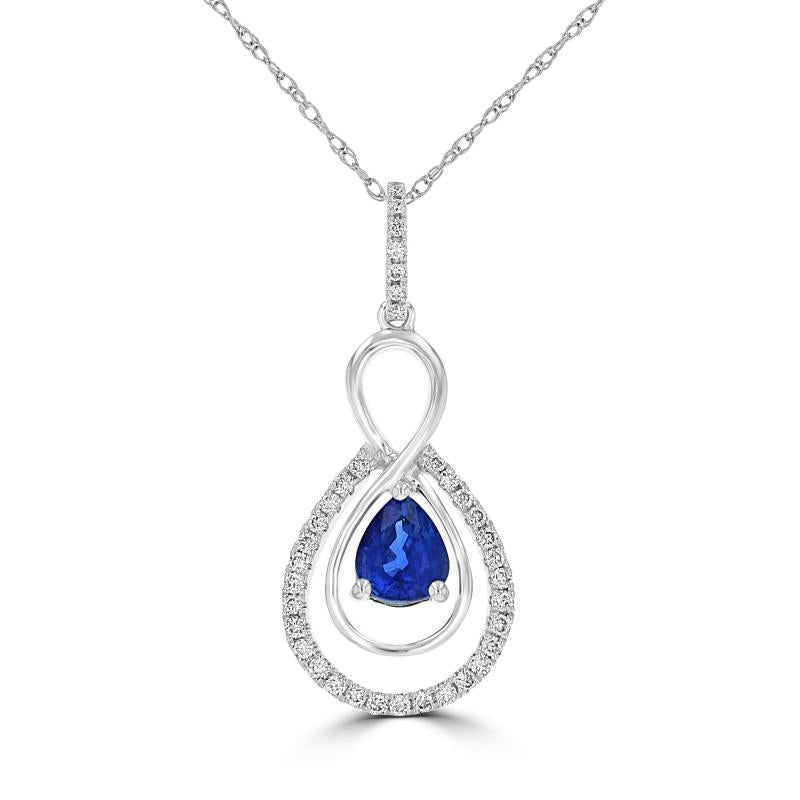 14K White Gold Sapphire and Diamond Necklace