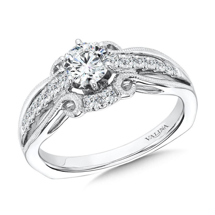 14K White Gold 0.24ct Diamond Semi-Mount Engagement Ring