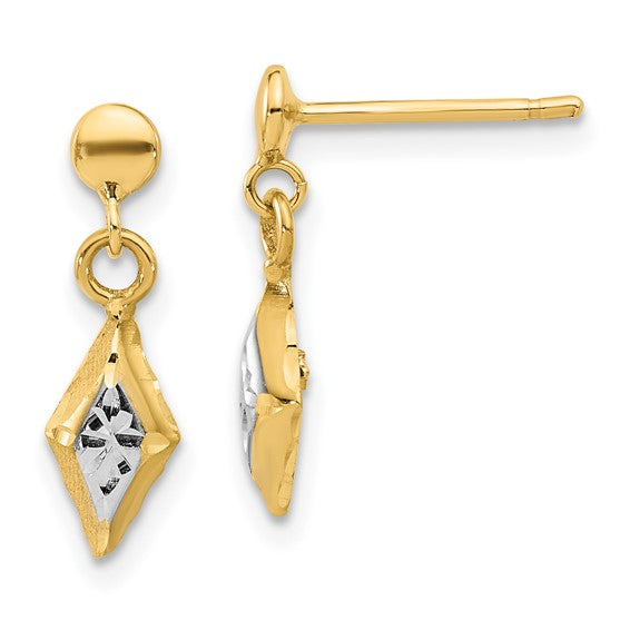 14k Yellow Gold and Rhodium Earrings