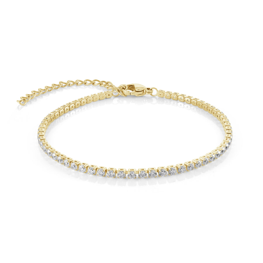 Stainless Steel Gold IP Cubic Zirconia 7-8