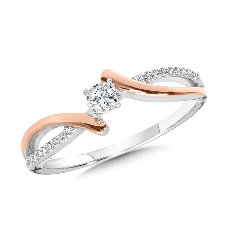 Sterling Silver and 00K Rose Gold Plated 0.10ct Diamond Ring