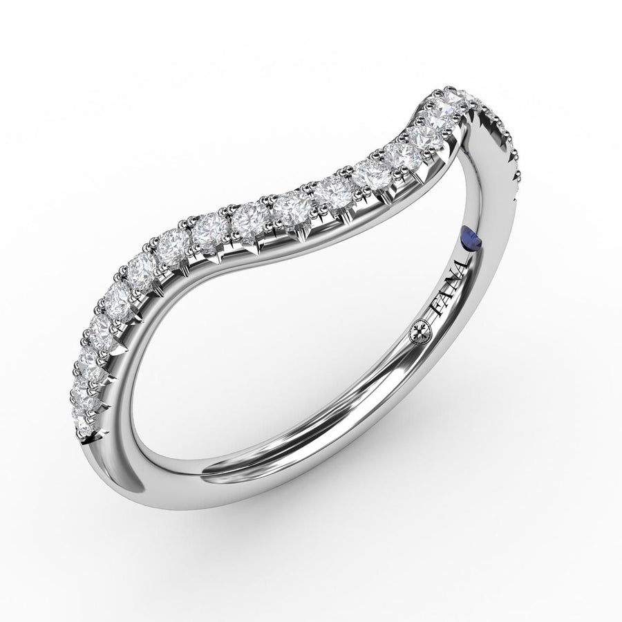 14K White Gold Curved Diamond Band