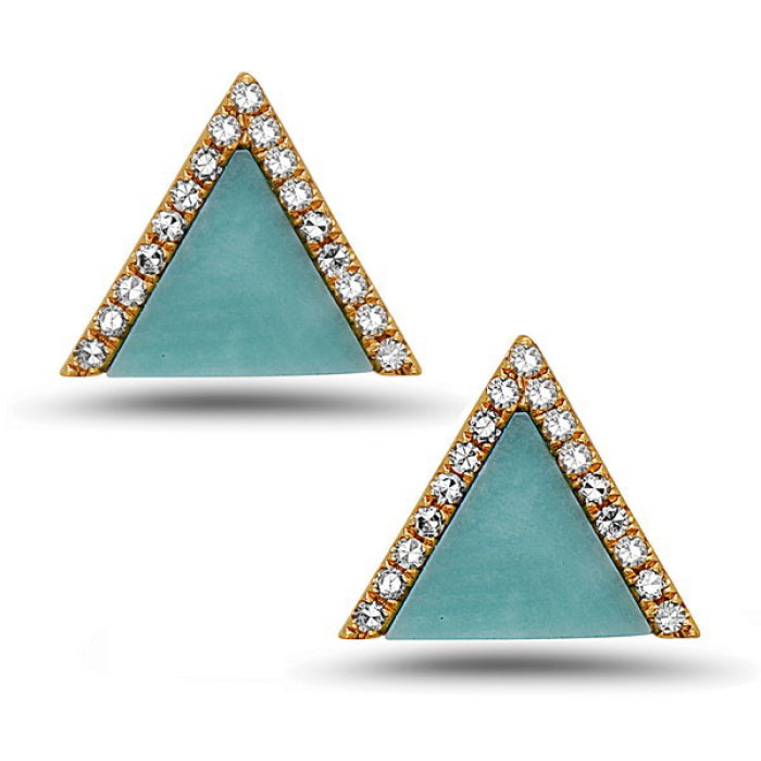 14K Rose Gold Turquoise and Diamond Earrings