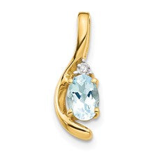 14K Yellow Gold Aquamarine and Diamond Necklace