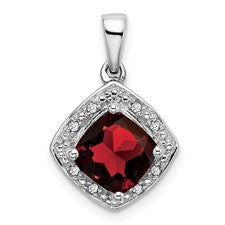 10K White Gold Garnet and Diamond Necklace