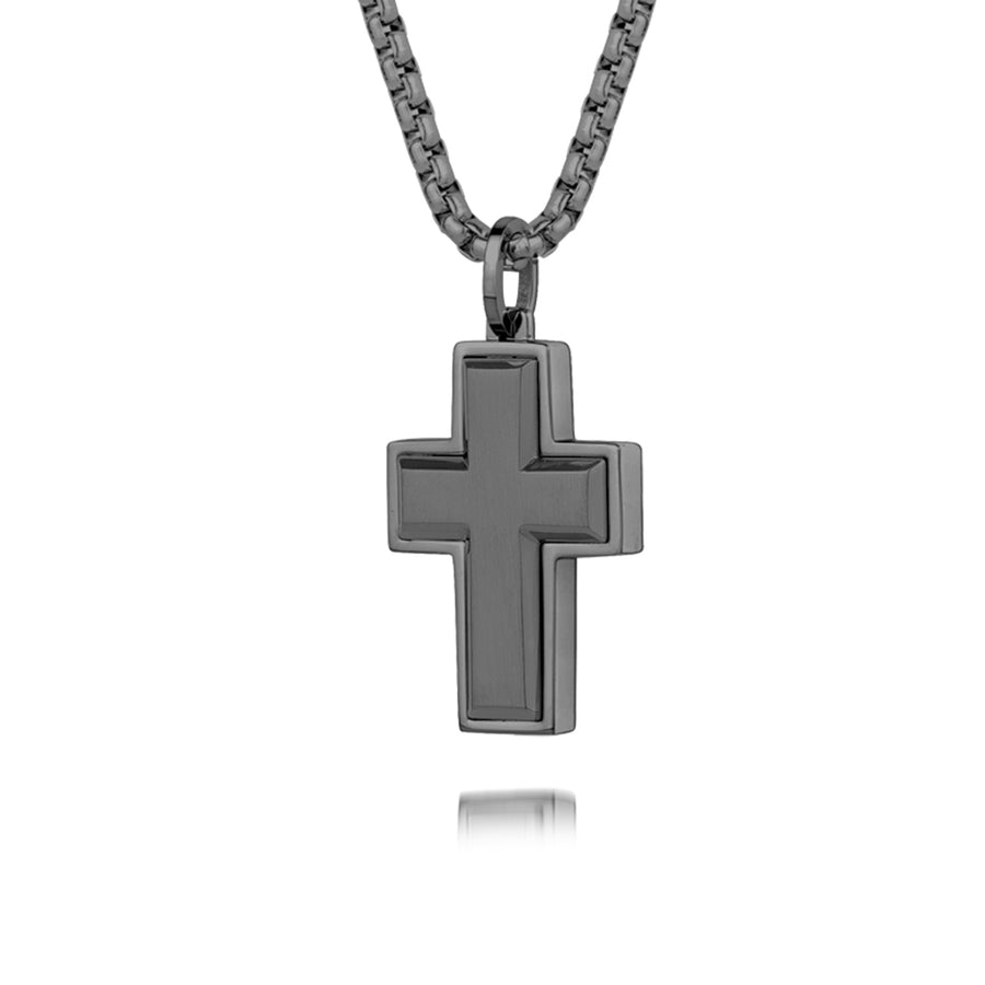 Stainless Steel Gun IP Brushed Center Cross on 22