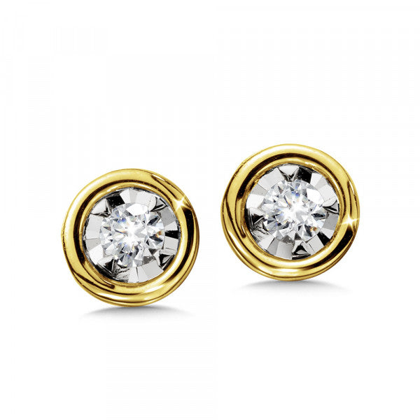 14K Yellow Gold 0.14ct Diamond Earrings