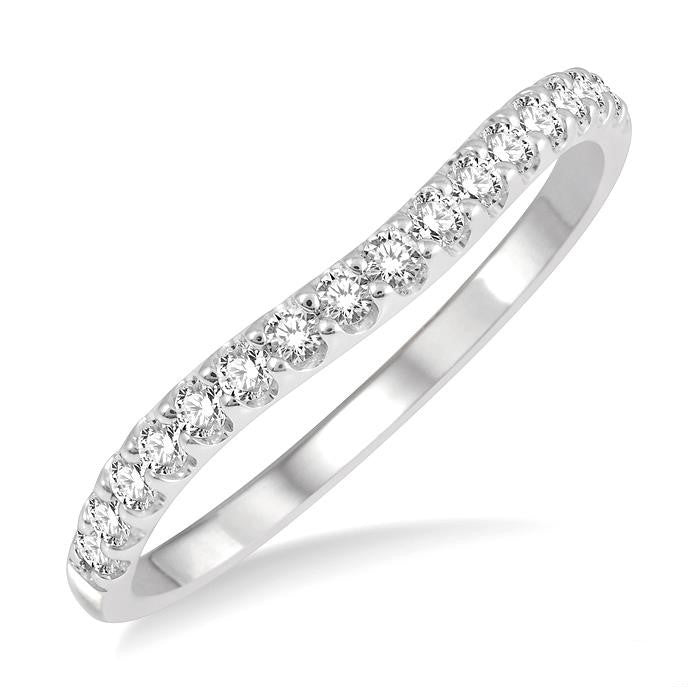 14k White Gold Curved Diamond Band