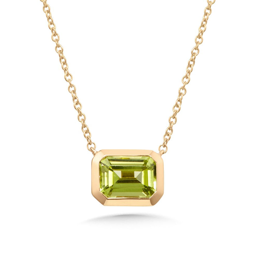 10K Yellow Gold Peridot Pendant on 18
