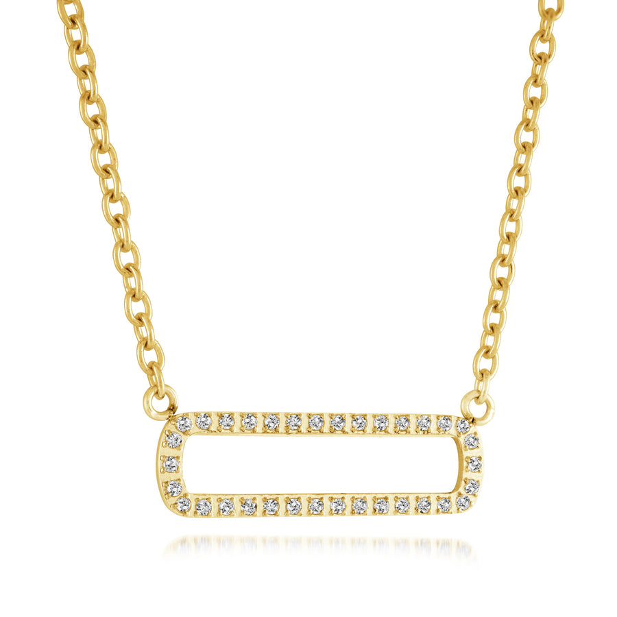 Stainless Steel Gold IP Oval Bar Pendant on 18-20