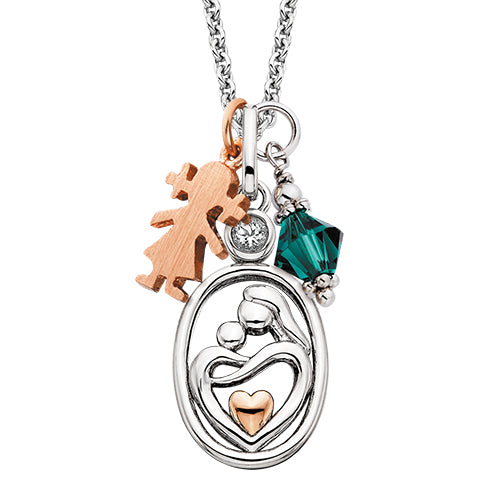 Sterling Silver and Rose Two Toned Mother with Child Necklace