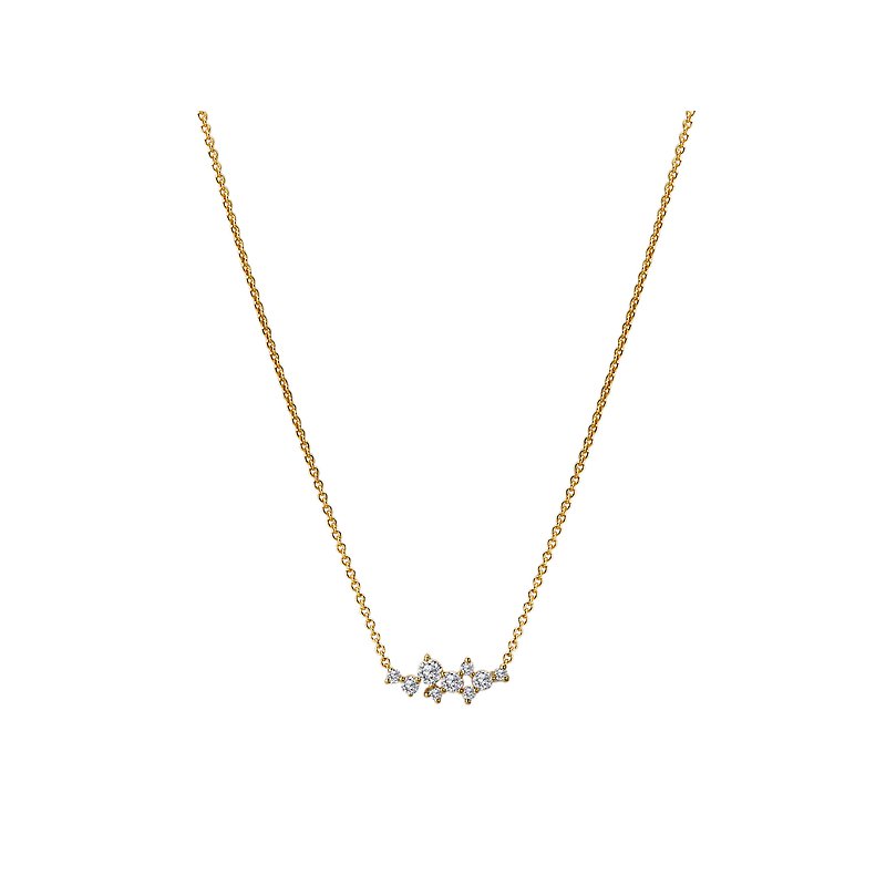 14k Yellow Gold Scatter Diamond Necklace