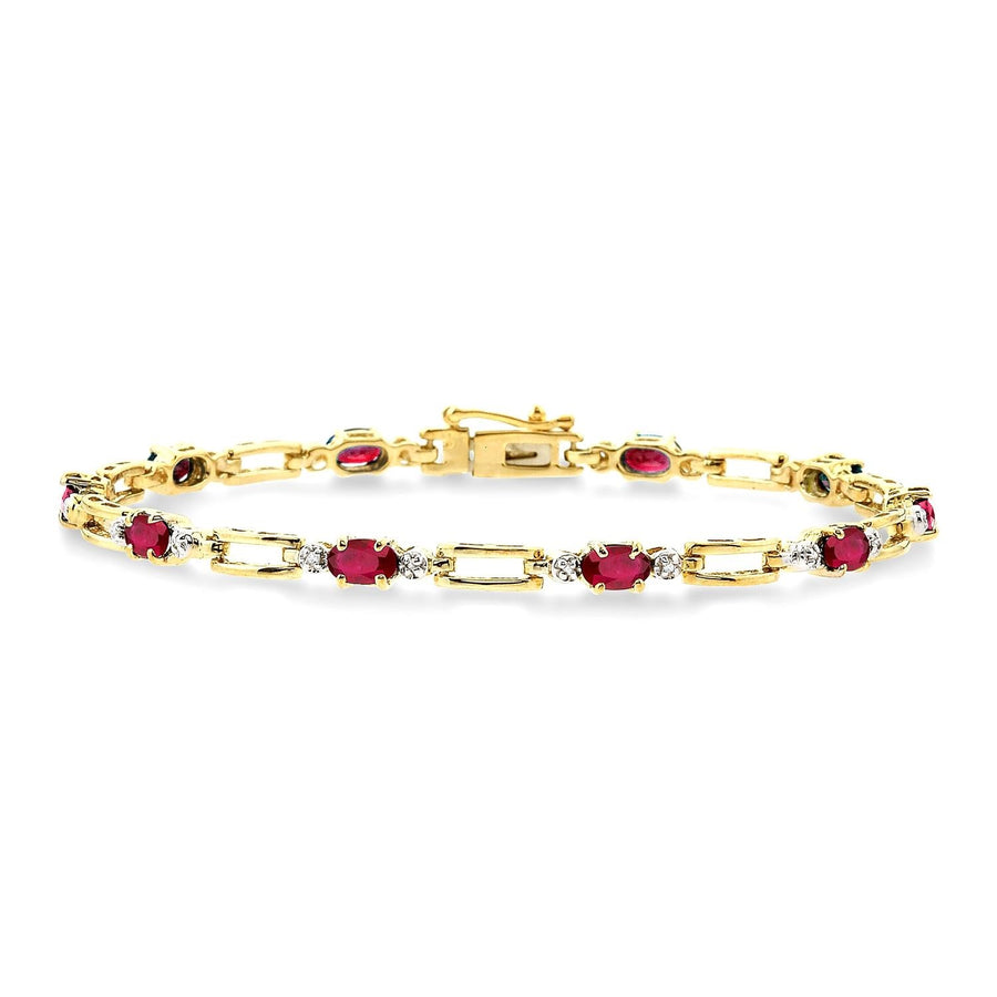 10K Yellow Gold Ruby and Diamond Bracelet
