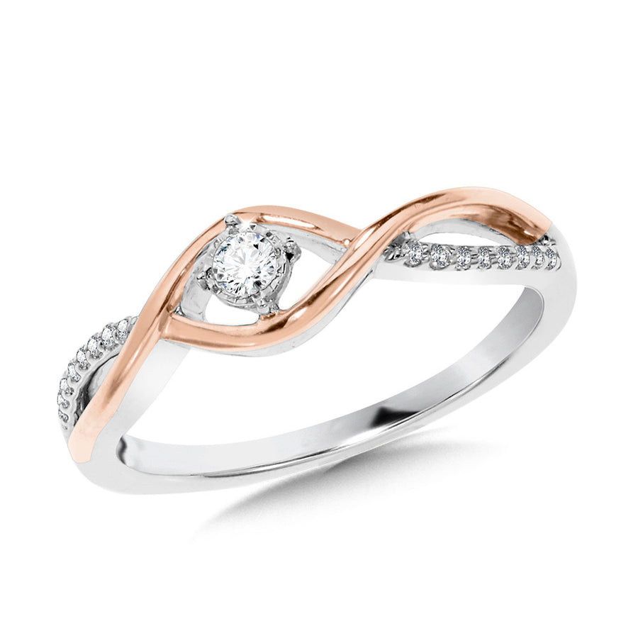 Sterling Silver and Rose Gold Plated 0.10ct Diamond Promise Ring