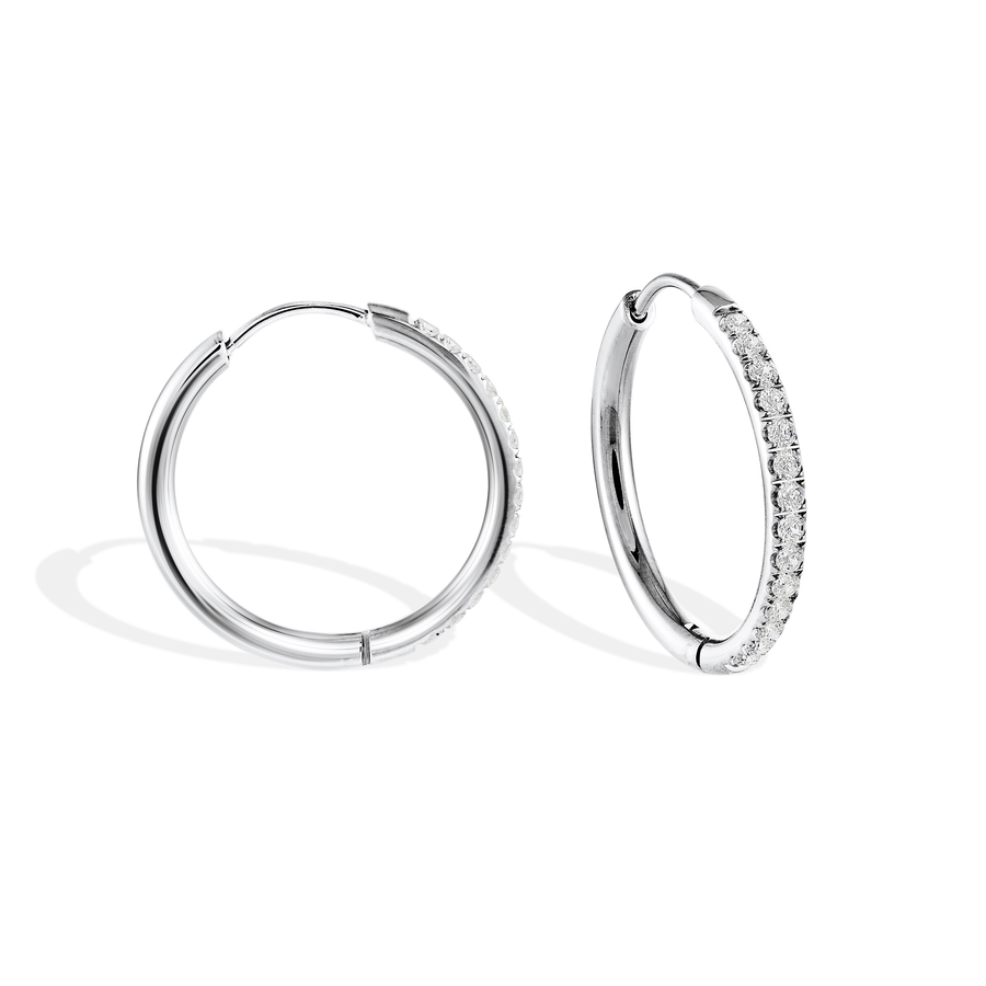 Stainless Steel Cubic Zirconia 22mm Eternity Huggie Earrings
