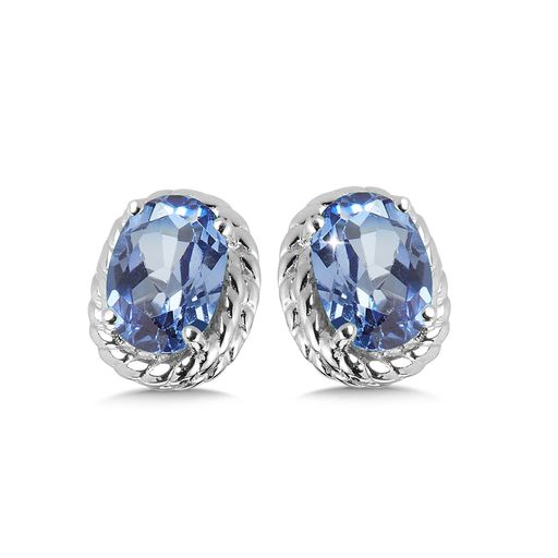 Sterling Silver Created Blue Sapphire Earrings