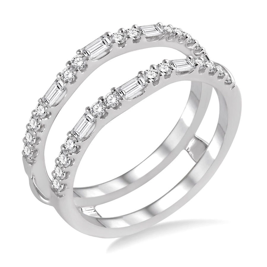 14K White Gold Diamond Wedding Ring Guard