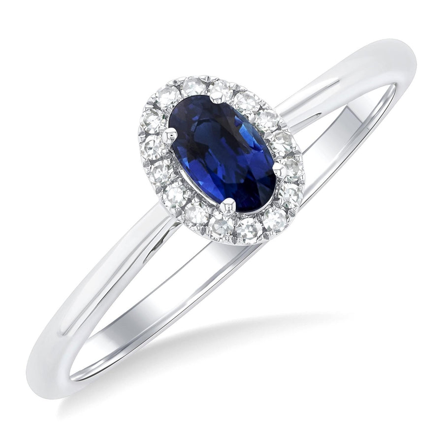 10K White Gold Sapphire and Diamond Ring