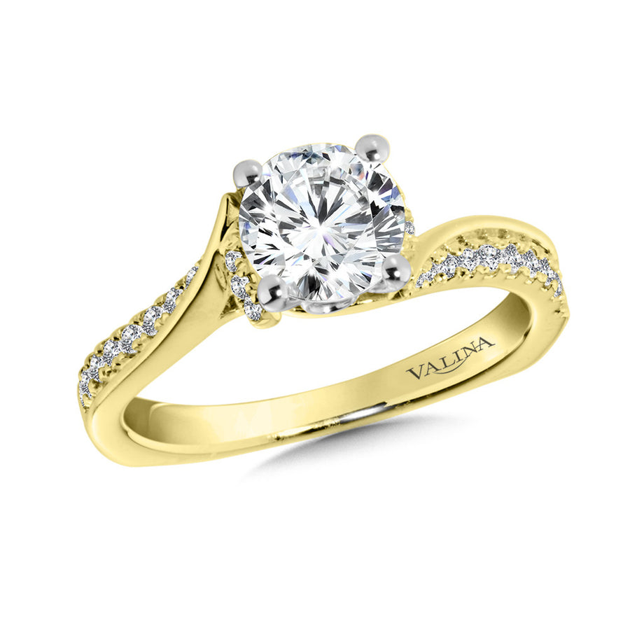 14K Yellow Gold 0.22ct Diamond Semi-Mount Engagement Ring