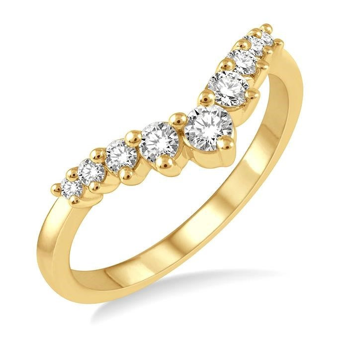 14K Yellow Gold 0.33ct Diamond Curved/Chevron Band