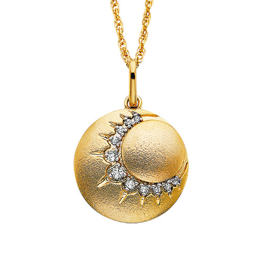 Sterling Silver, Yellow Gold Plated White Topaz Celestial Necklace