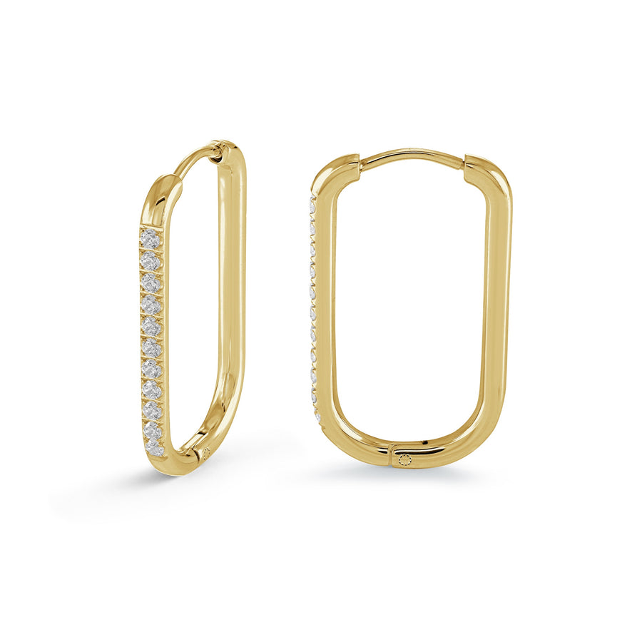 Stainless Steel Gold-IP Cubic Zirconia 26.2mm Eternity Oval Hoop Earrings