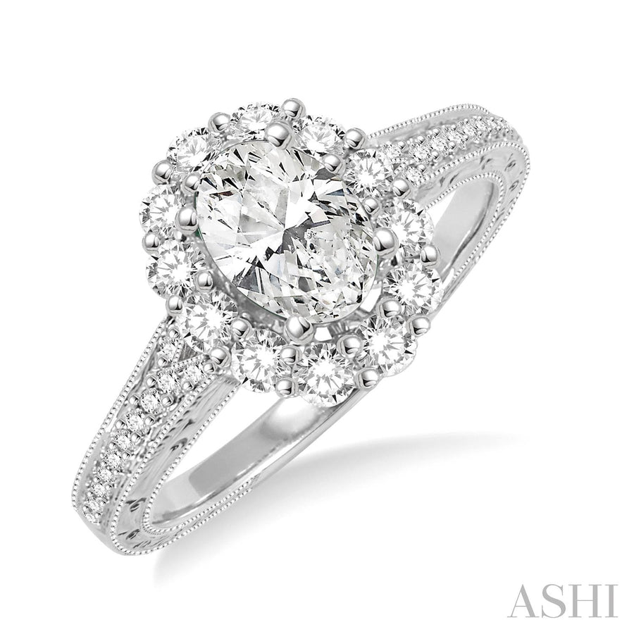 14K White Gold Semi-Mount Diamond Engagement Ring
