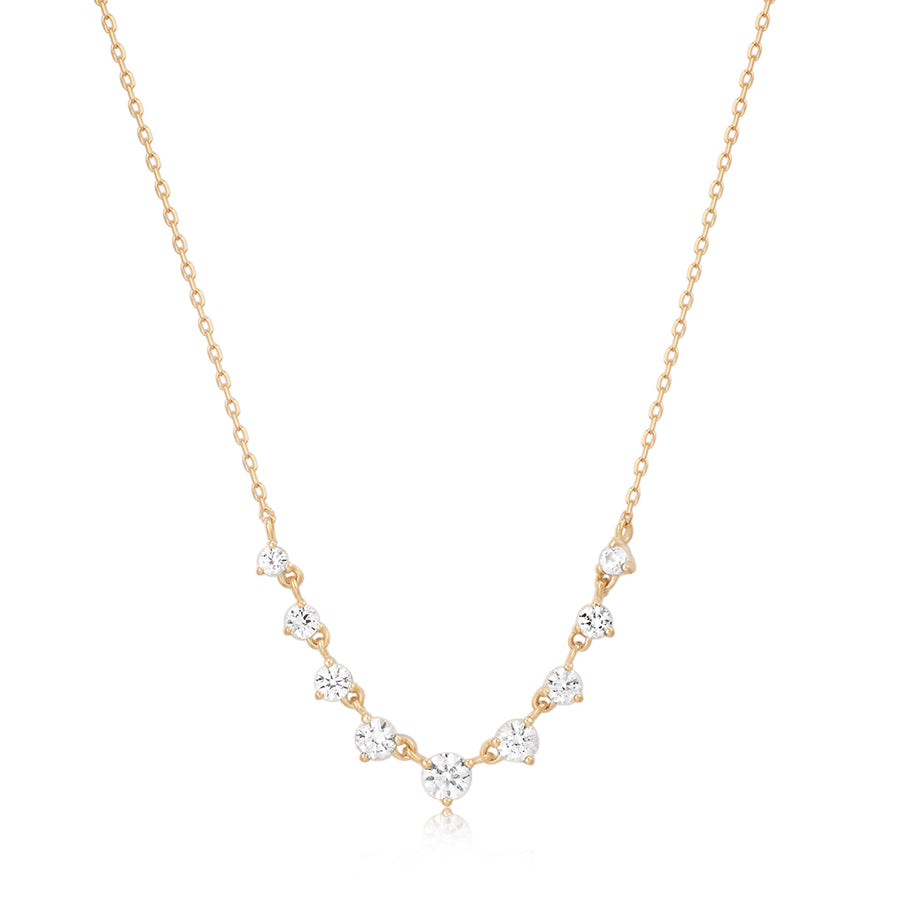14k Yellow Gold Rose Cut White Sapphire Necklace