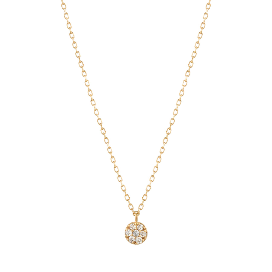 14k Yellow Gold Petite Diamond Disc Necklace