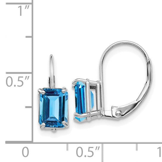 14K White Gold Blue Topaz Earrings