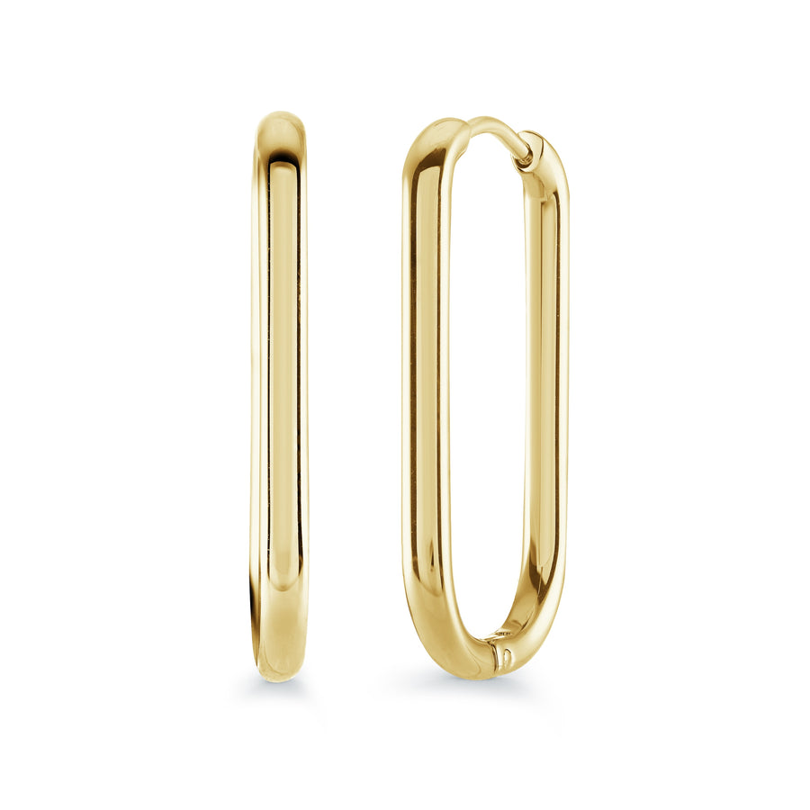 Stainless Steel Gold IP Oval Hoop Earrings
