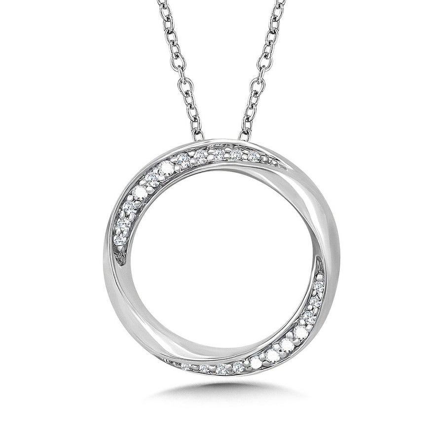 Sterling Silver 0.10ct. Diamond Circle Necklace