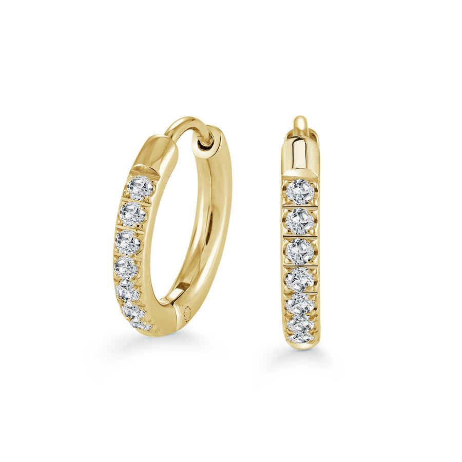 Stainless Steel Gold-IP Cubic Zirconia 14mm Eterniity Huggie Earrings