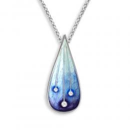 Sterling Silver White Sapphire Stars Teardrop Necklace