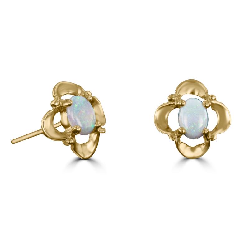 14k Yellow Gold Opal Earrings