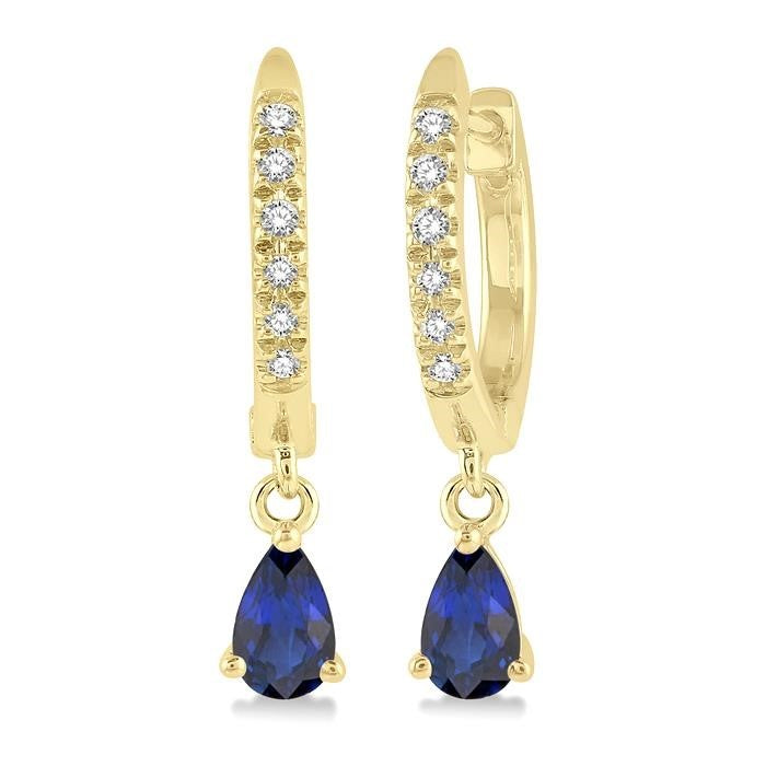 10K Yellow Gold Sapphire and Diamond Earrings