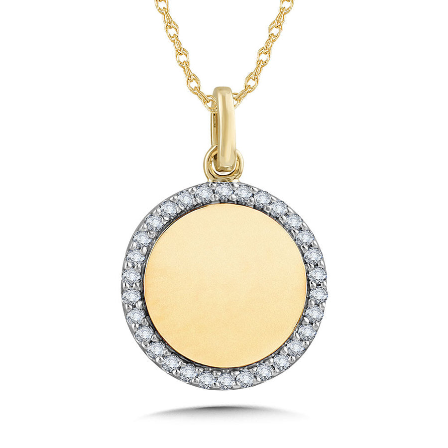 10K Yellow Gold 0.14ct Diamond Circle Pendant on 18