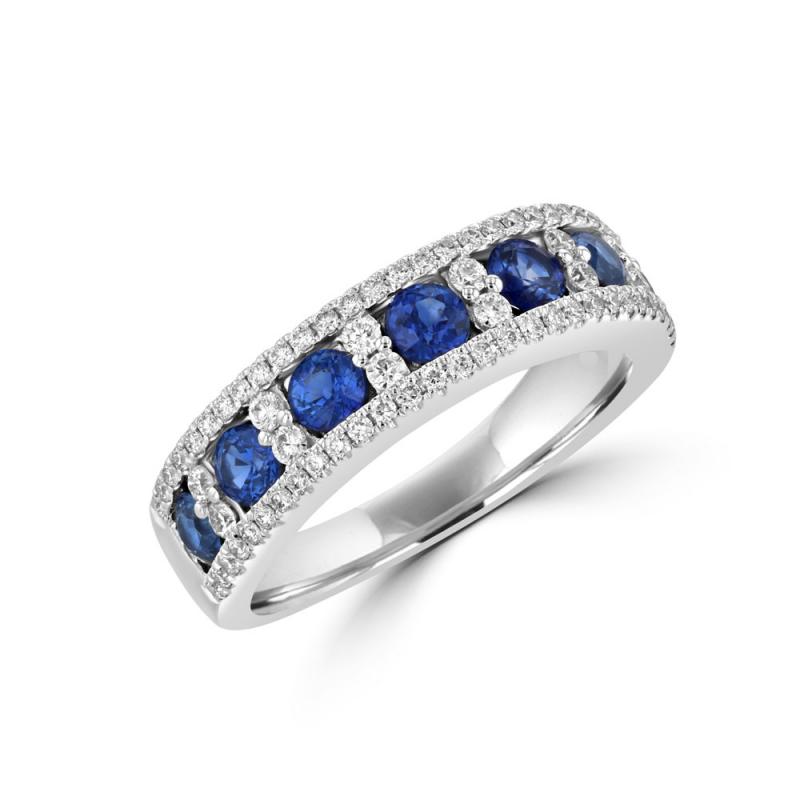 14K White Gold Sapphire and Diamond Ring