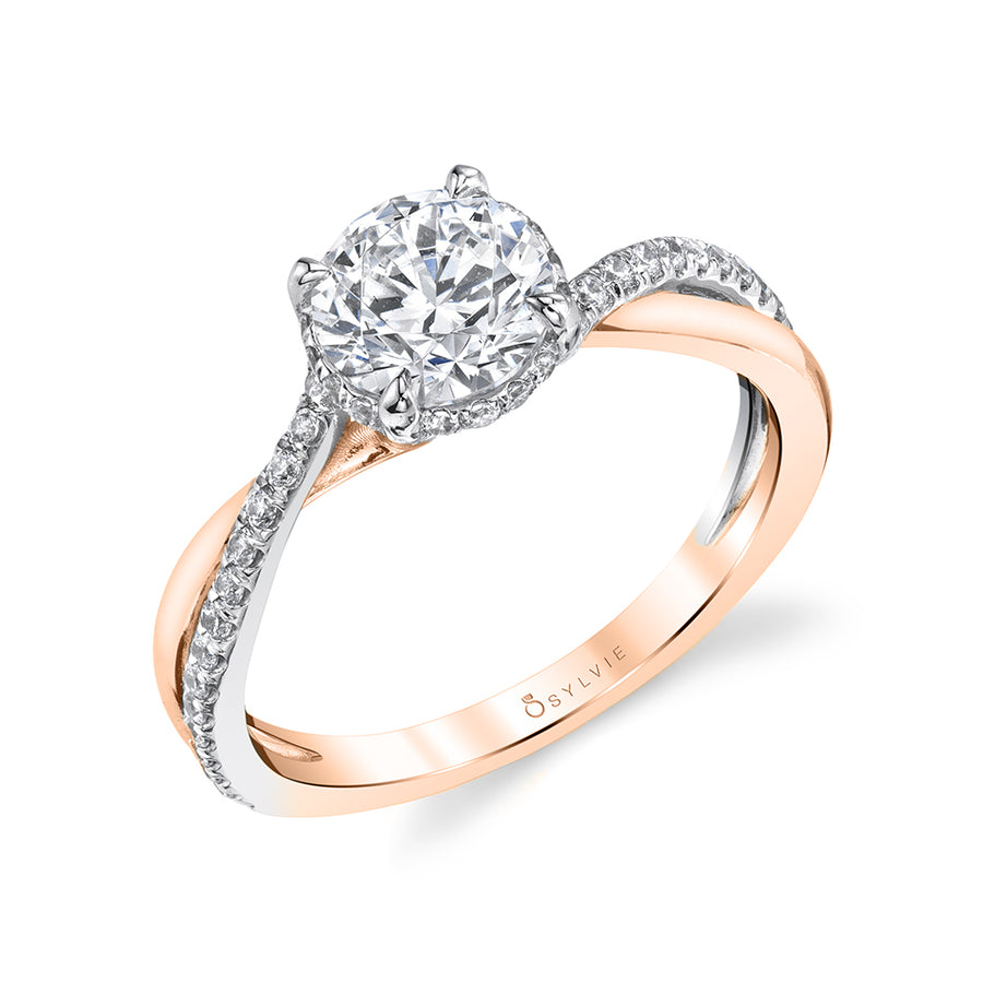14K Two Tone Diamond Semi-Mount Engagement Ring